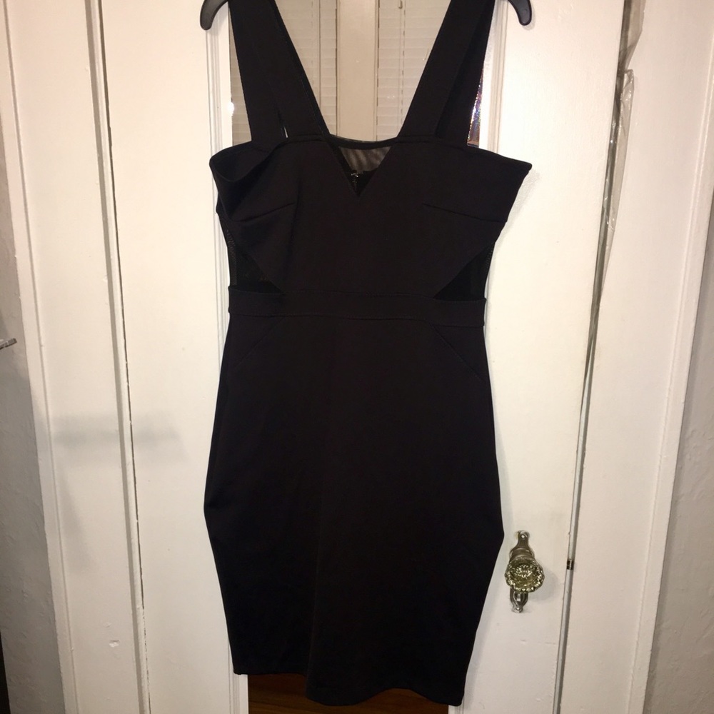Black French Connection body hugging mini dress